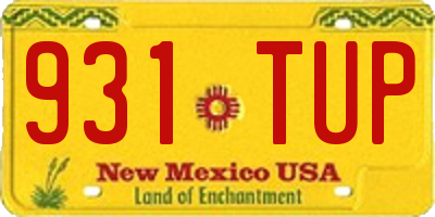 NM license plate 931TUP