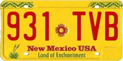 NM license plate 931TVB
