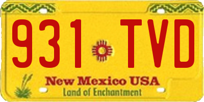 NM license plate 931TVD