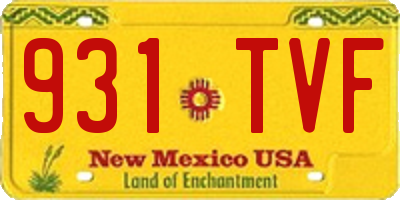 NM license plate 931TVF