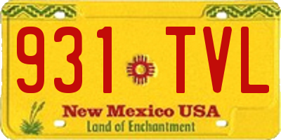 NM license plate 931TVL