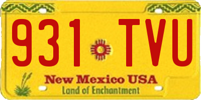 NM license plate 931TVU