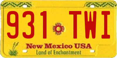 NM license plate 931TWI