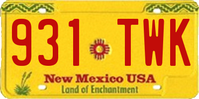 NM license plate 931TWK