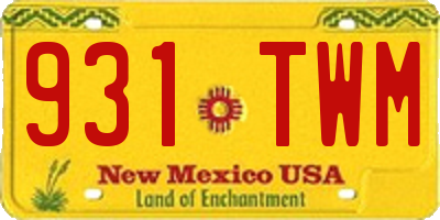 NM license plate 931TWM