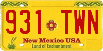 NM license plate 931TWN