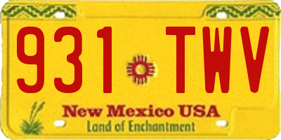 NM license plate 931TWV