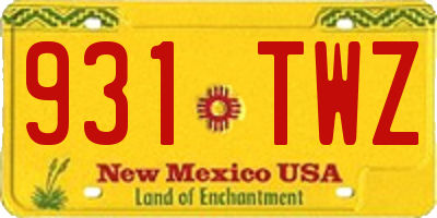 NM license plate 931TWZ