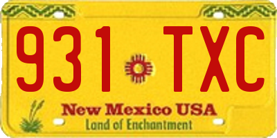 NM license plate 931TXC