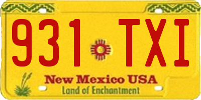 NM license plate 931TXI