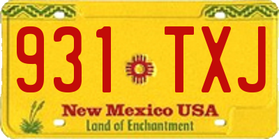 NM license plate 931TXJ