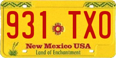 NM license plate 931TXO