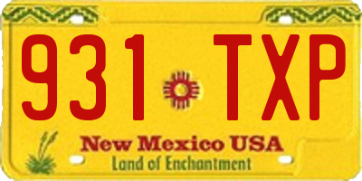 NM license plate 931TXP