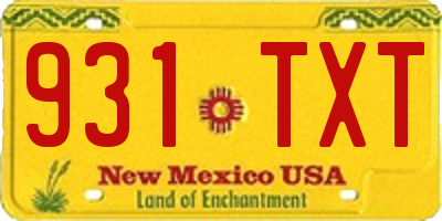 NM license plate 931TXT