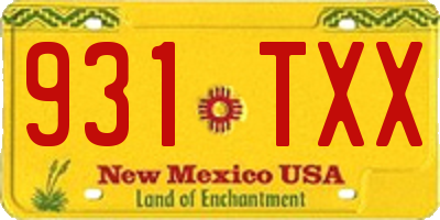 NM license plate 931TXX