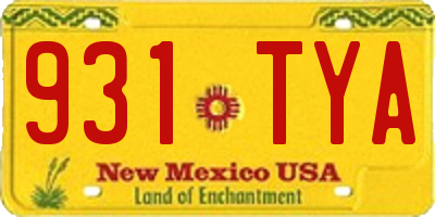 NM license plate 931TYA