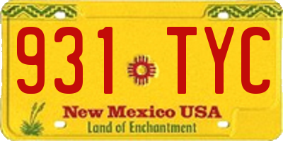 NM license plate 931TYC