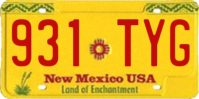NM license plate 931TYG