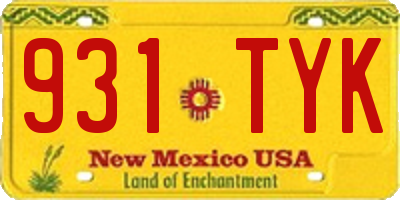 NM license plate 931TYK