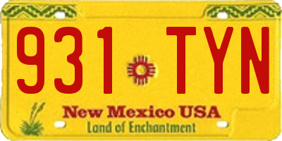NM license plate 931TYN