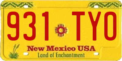 NM license plate 931TYO
