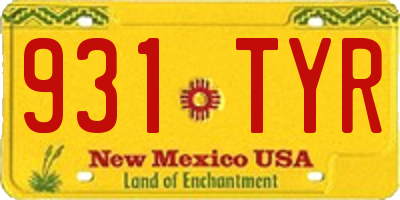 NM license plate 931TYR