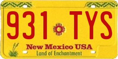 NM license plate 931TYS