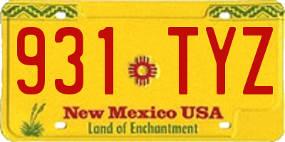 NM license plate 931TYZ
