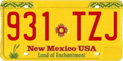 NM license plate 931TZJ