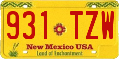 NM license plate 931TZW