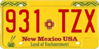 NM license plate 931TZX