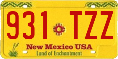 NM license plate 931TZZ