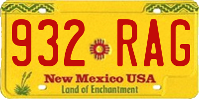 NM license plate 932RAG