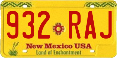 NM license plate 932RAJ