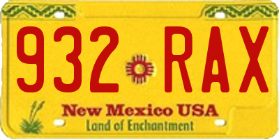 NM license plate 932RAX