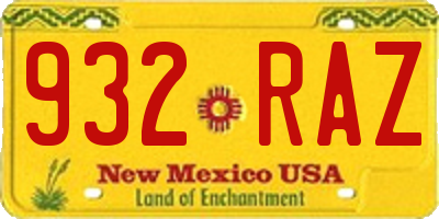 NM license plate 932RAZ