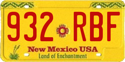 NM license plate 932RBF