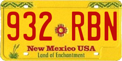 NM license plate 932RBN