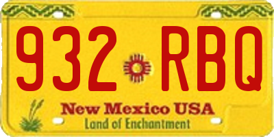NM license plate 932RBQ