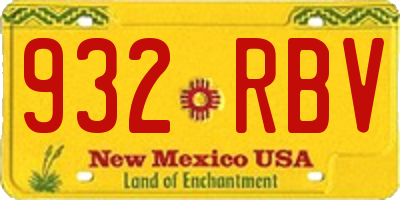 NM license plate 932RBV