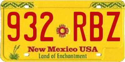 NM license plate 932RBZ