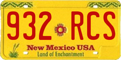NM license plate 932RCS