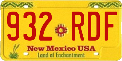 NM license plate 932RDF