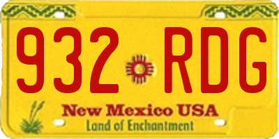 NM license plate 932RDG