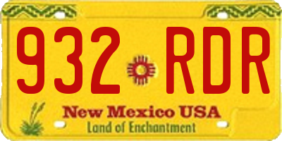 NM license plate 932RDR