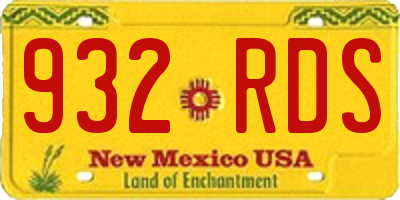 NM license plate 932RDS