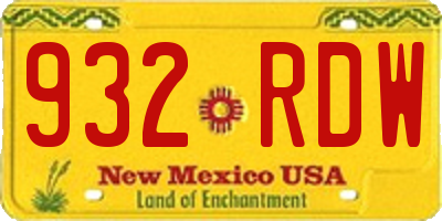 NM license plate 932RDW