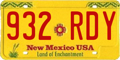 NM license plate 932RDY