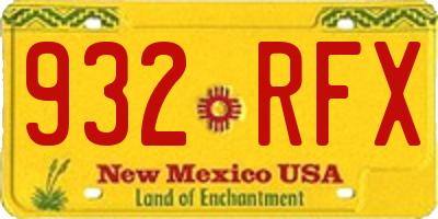 NM license plate 932RFX