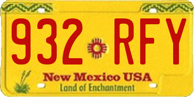 NM license plate 932RFY